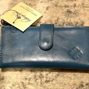 Patricia Nash Blue Leather Wallet Classic Bifold Design